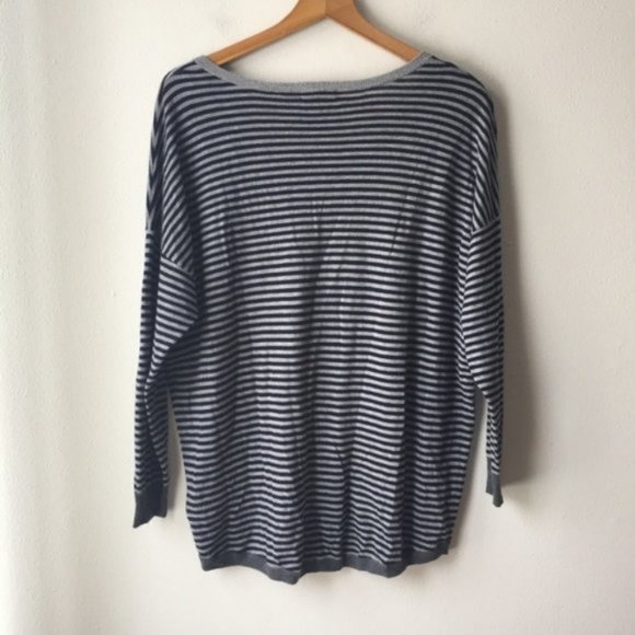 Joie V-Neck Stripe Wool Blend Tunic Sweater - Picture 2 of 8